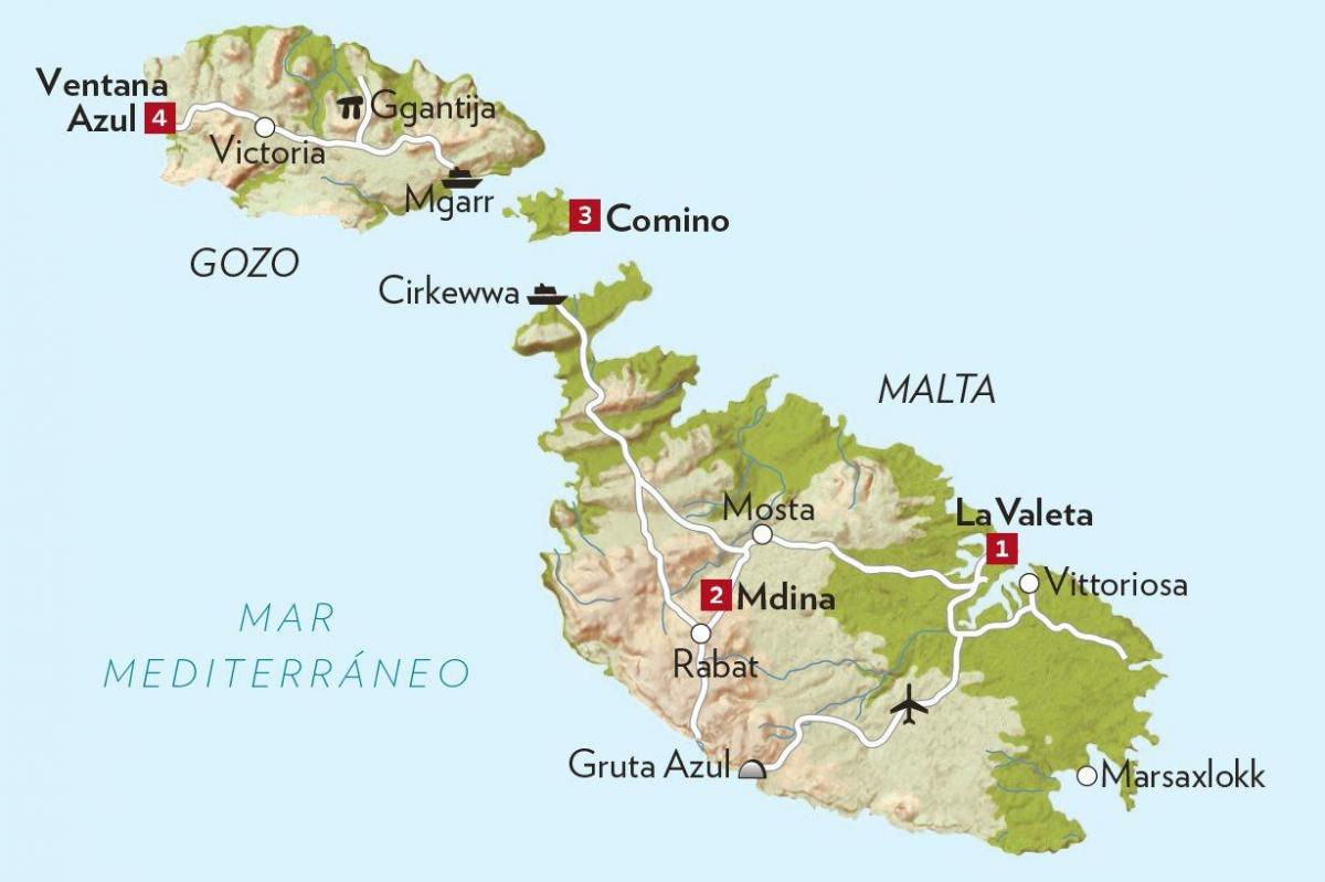 Mapa dos aeroportos de Malta