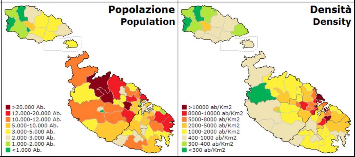 Mapa de densidade de Malta